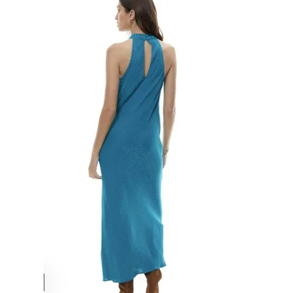 young fabulous and broke halter dress Young, Fabulous & Broke Rebel Satin Halter Dress in Blue Horizon